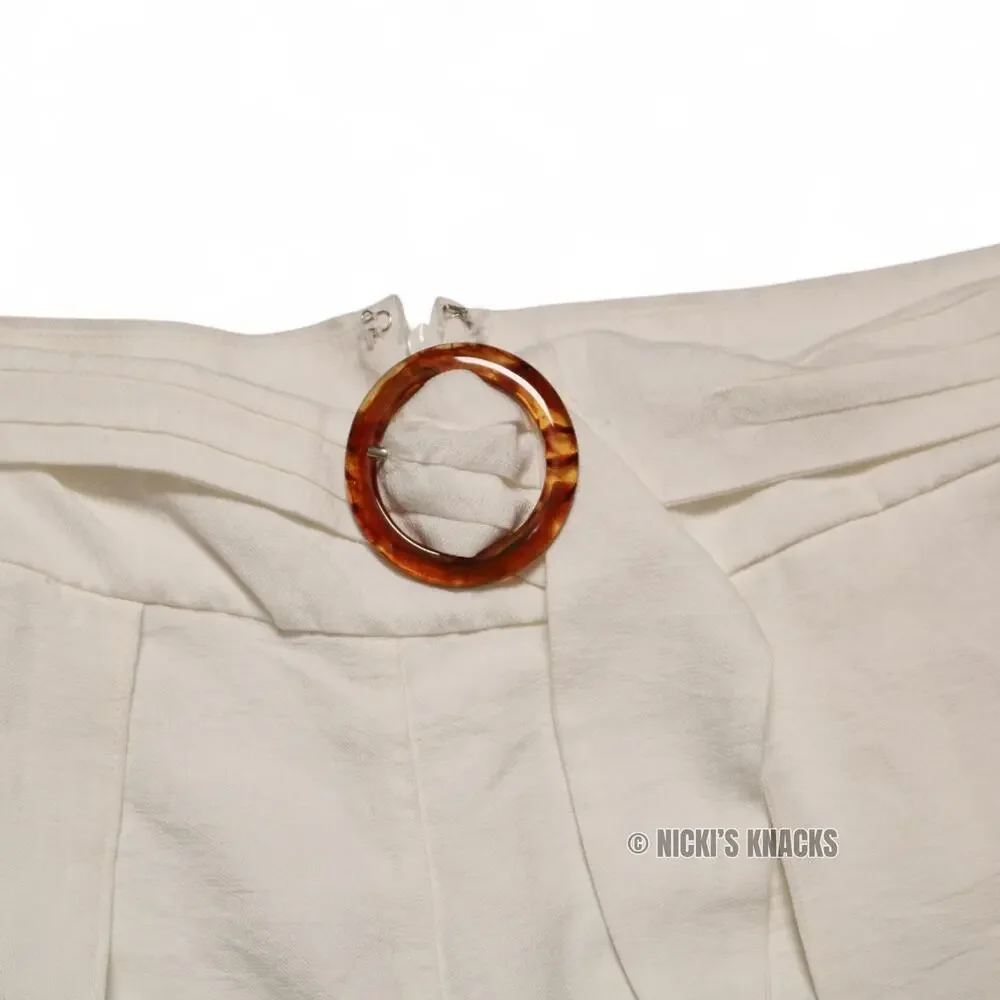 CeCe Wide Leg Cropped Belted Pants Soft Ecru Off White Lightweight Size 20W
